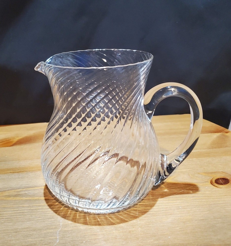 Blown Glass Pitcher Swirl Pattern, 6"