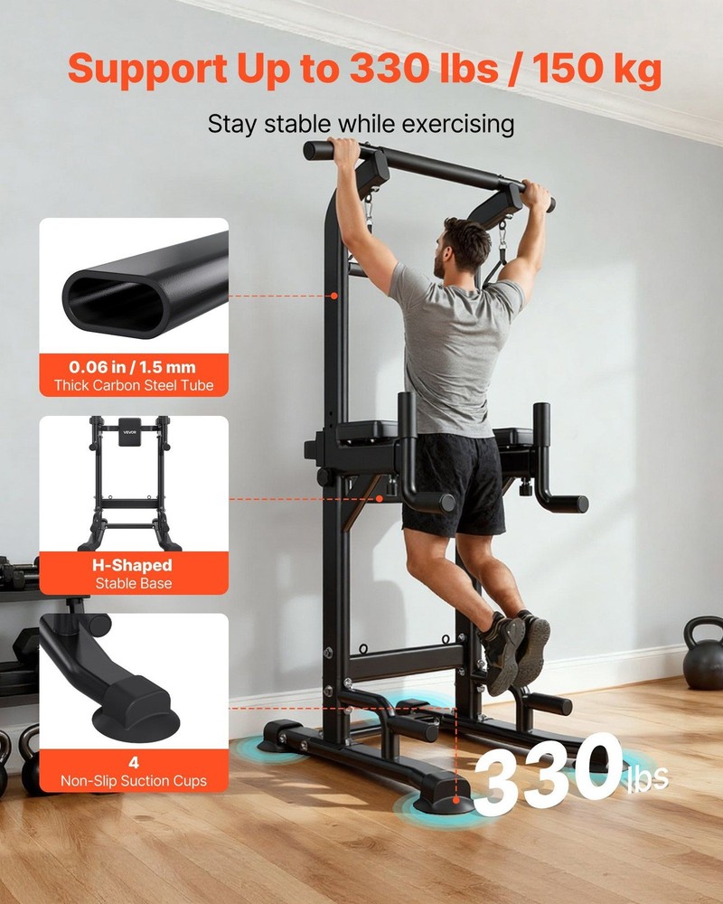 330lb Full Body Power Tower 12-Height 4-Adjust Back Rest