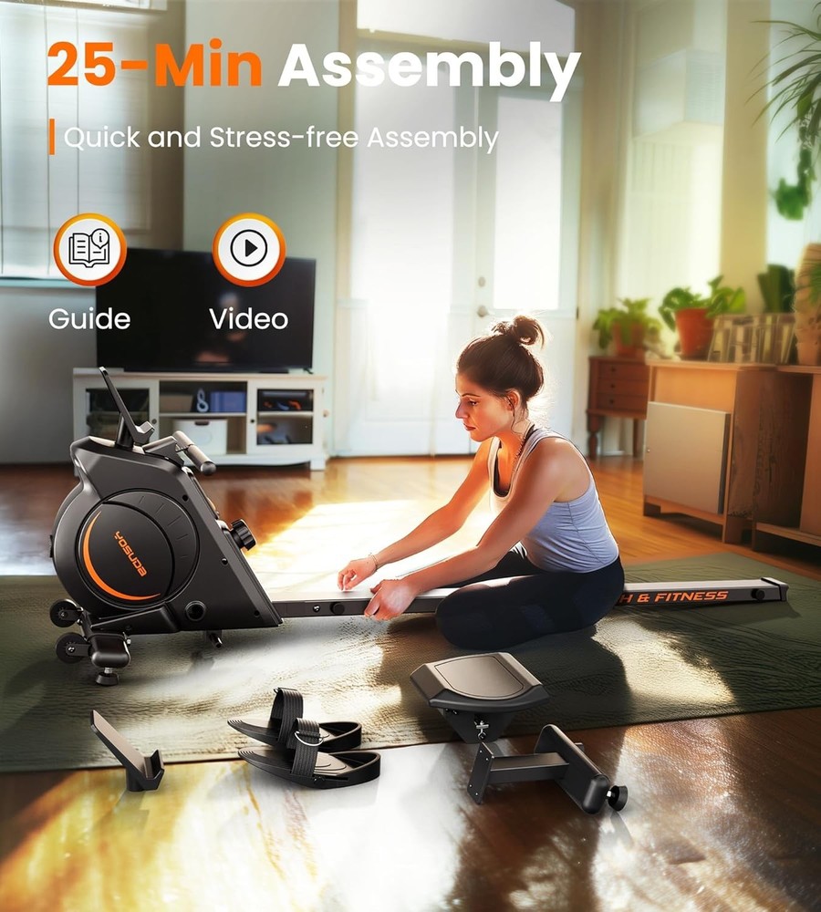 Magnetic Rowing Machine for Home Use - Bluetooth Supported & Comfortable Design