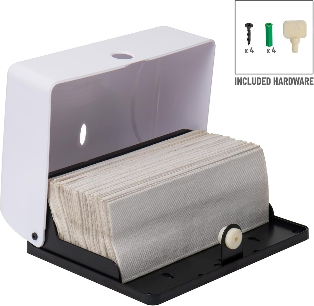 Efficient White Wall-Mounted Paper Towel Dispenser - Quick Refill & Easy Clean