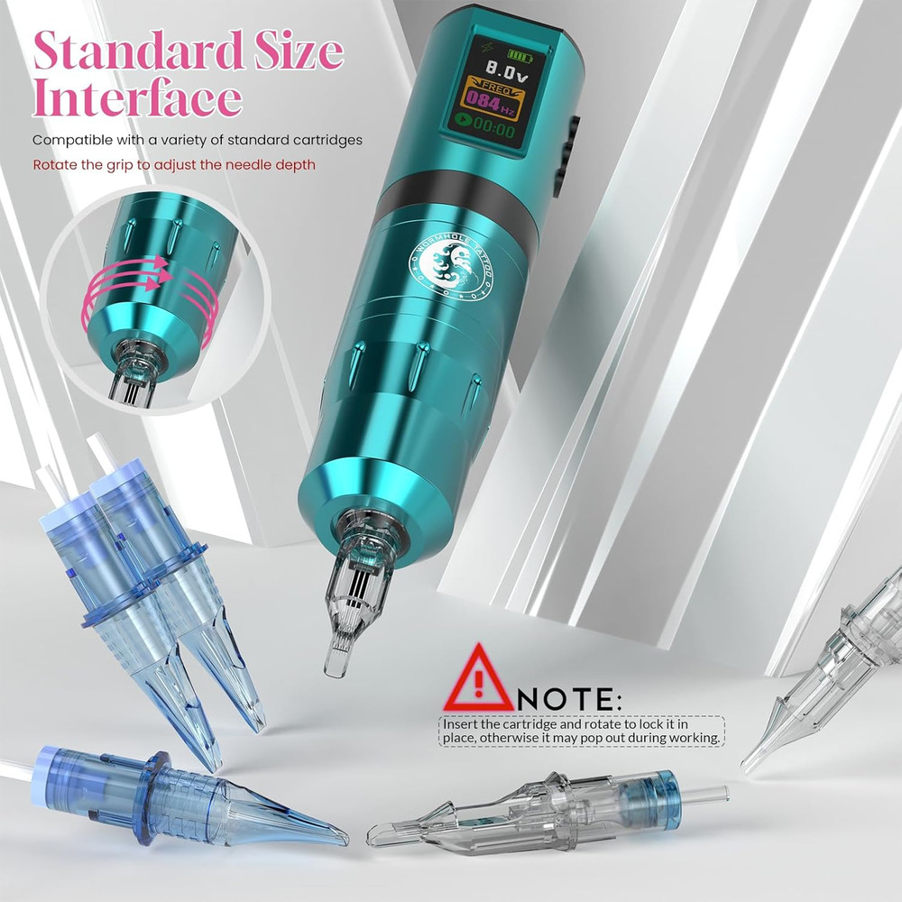 Wireless Tattoo Machine Kit - Smart Display, 10 Needles, 5 Inks, 4-5H Use