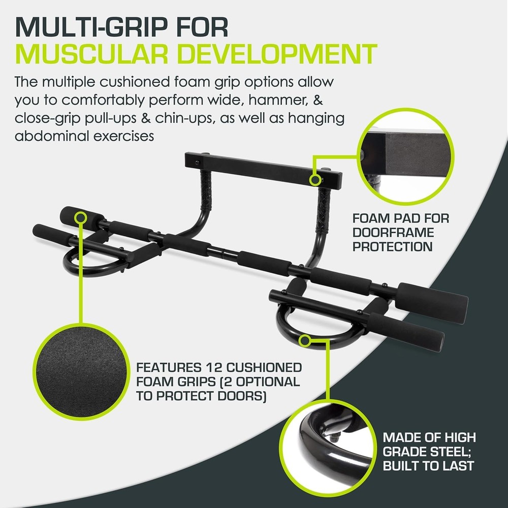 Multi-Grip Pull Up Bar for Full-Body Strength – Easy Install & 300 lb Capacity