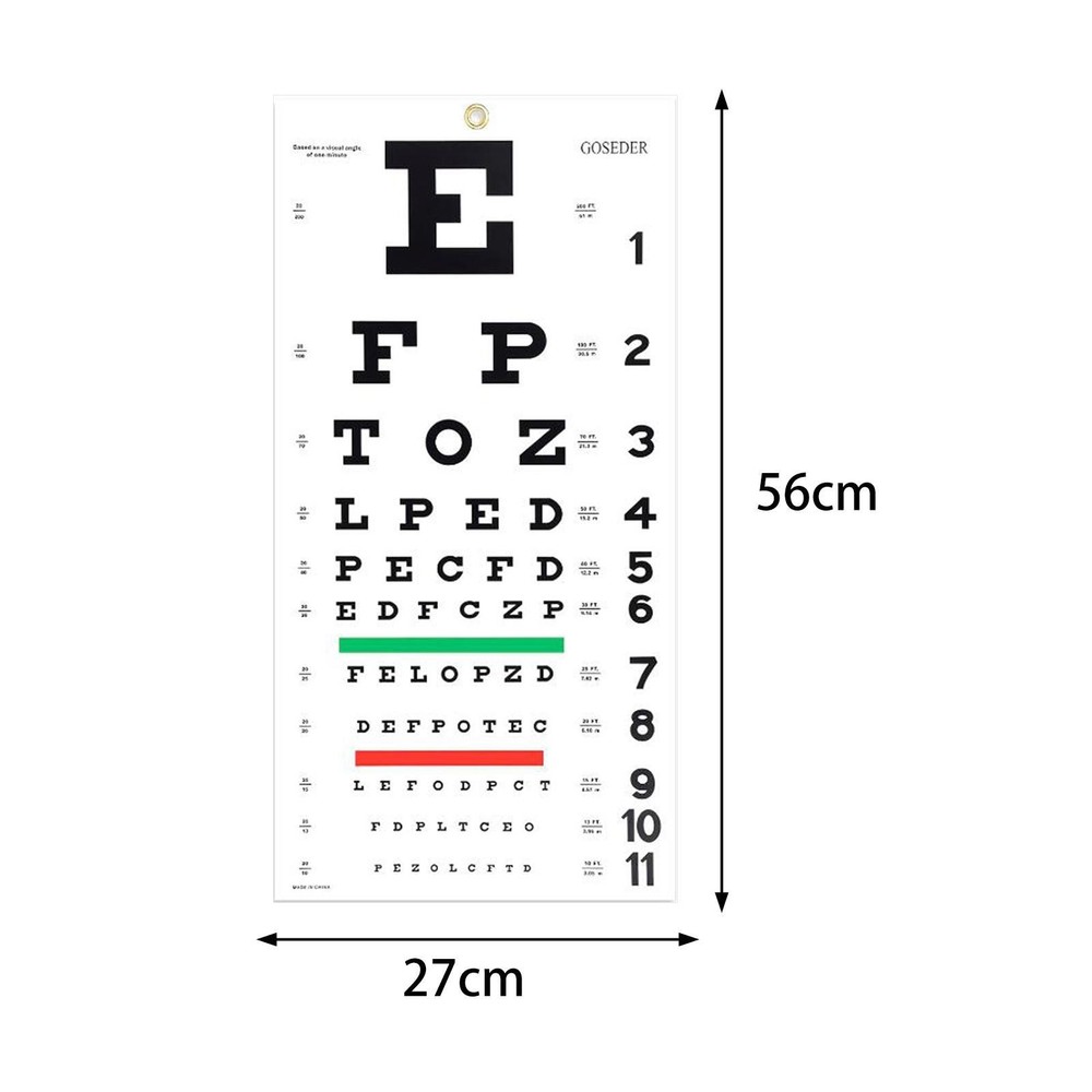 Eye Chart Eye Testing Chart Wall Decor Color Visual Acuity Chart 56cmx27cm for
