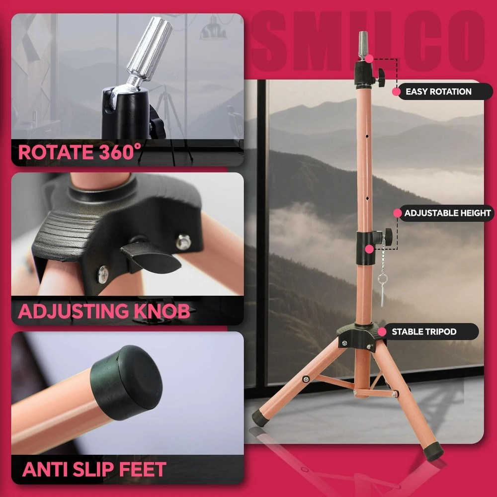 Adjustable Wig Stand Tripod Mannequin Head Stand Heavy Duty
