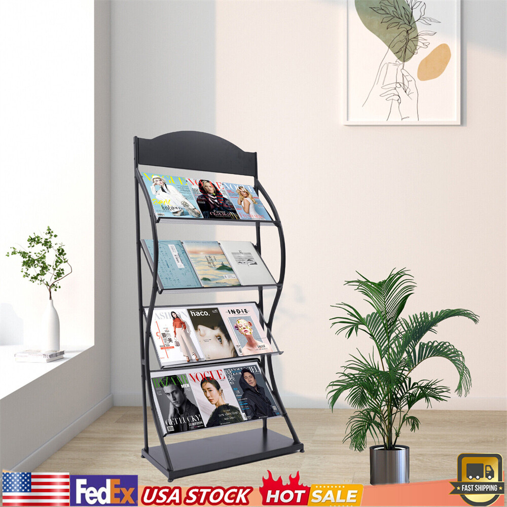 Book Shelf Rack Floor Multi-layer Storage Display Rack Newspaper Comic Display
