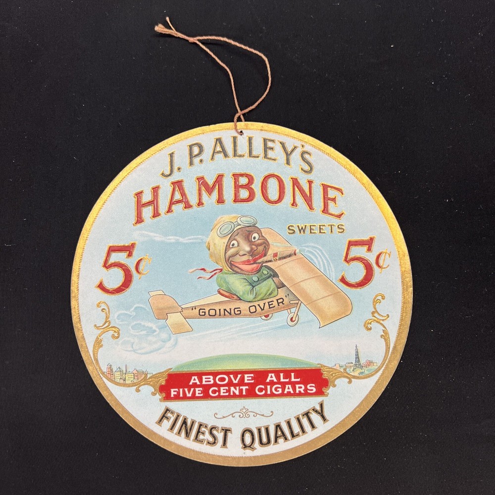 Authentic Antique Late 1920’s “Hambone Sweets” 5 Cent Cigar Cardboard Fan Pull