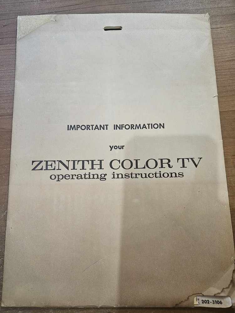 Vintage Zenith Anniversary TV Paperwork