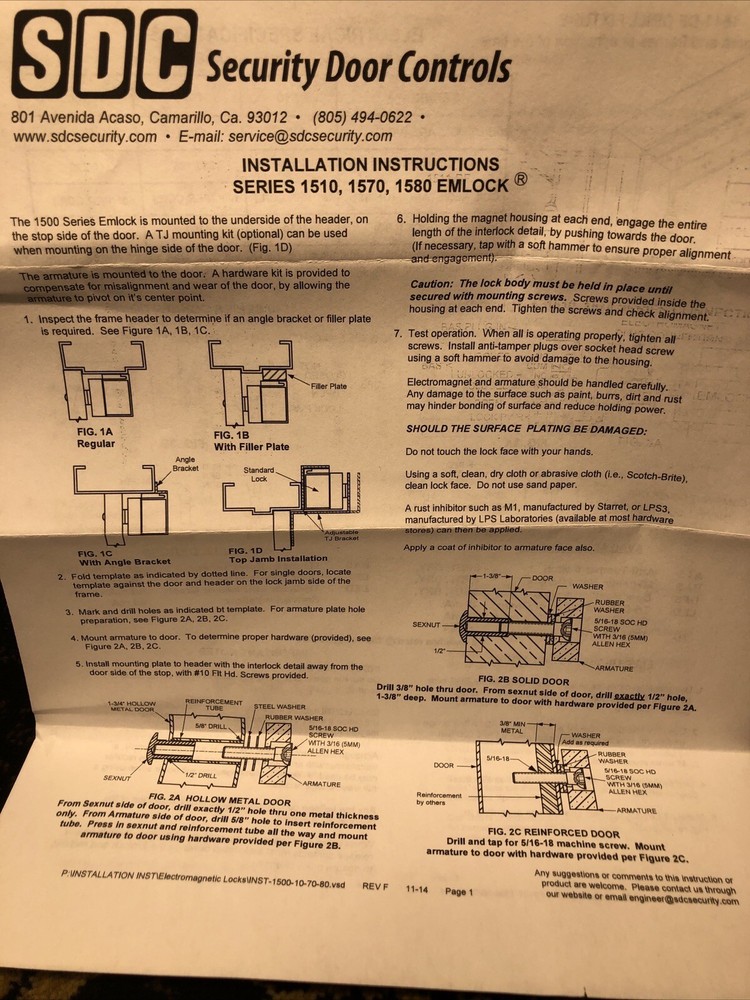 SDC EMLOCK 1572VD w/DPS, Electromagnet Lock