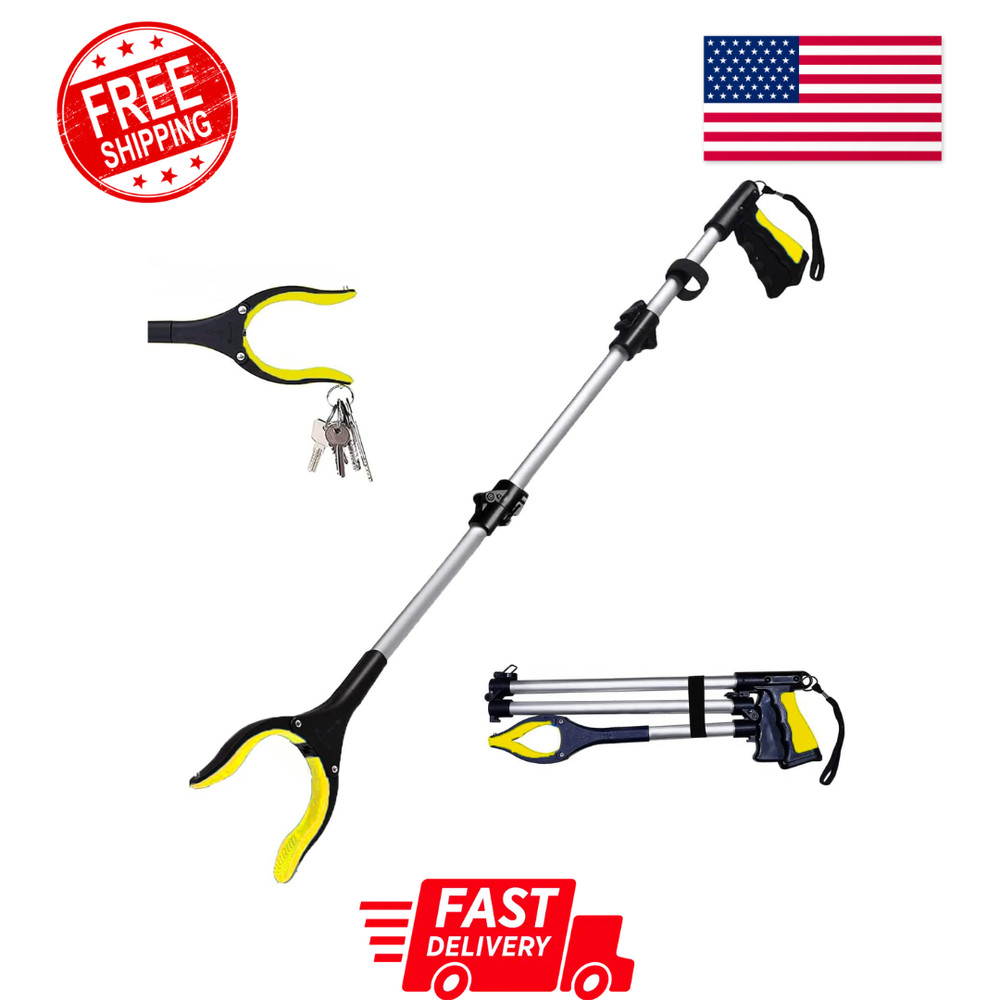 43" Foldable Extra Long Grabbers for Elderly Grab It Reaching Tool Heavy Duty