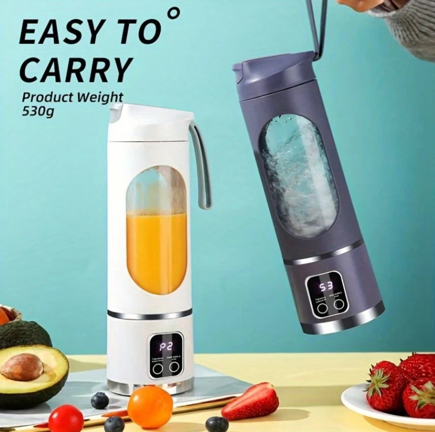 1pc USB Mini Blender – Rechargeable 15.22oz Juicer with Display & 3 Modes