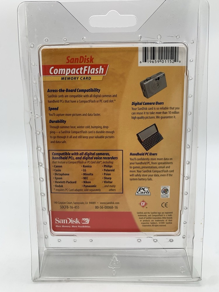 16MB SanDisk Compact Flash Memory Card SDCFB original package