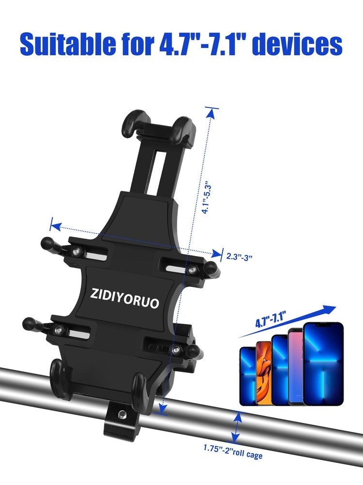 Heavy Duty UTV Phone Holder Adjustable Mount for 1.75"-2" Roll Cage