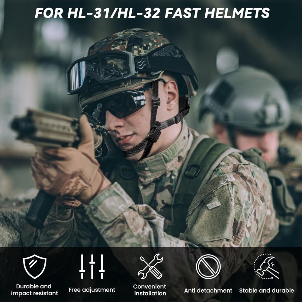 Tactical Helmet Chin Strap Adjustable Dial 4 Points Suspension System with Bolts