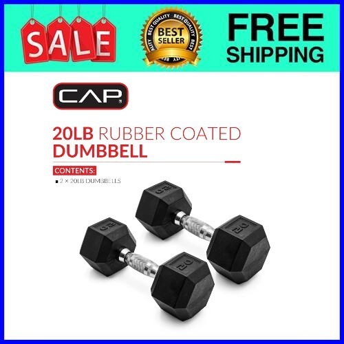 CAP Barbell, 20lb Coated Rubber Hex Dumbbell, Pair