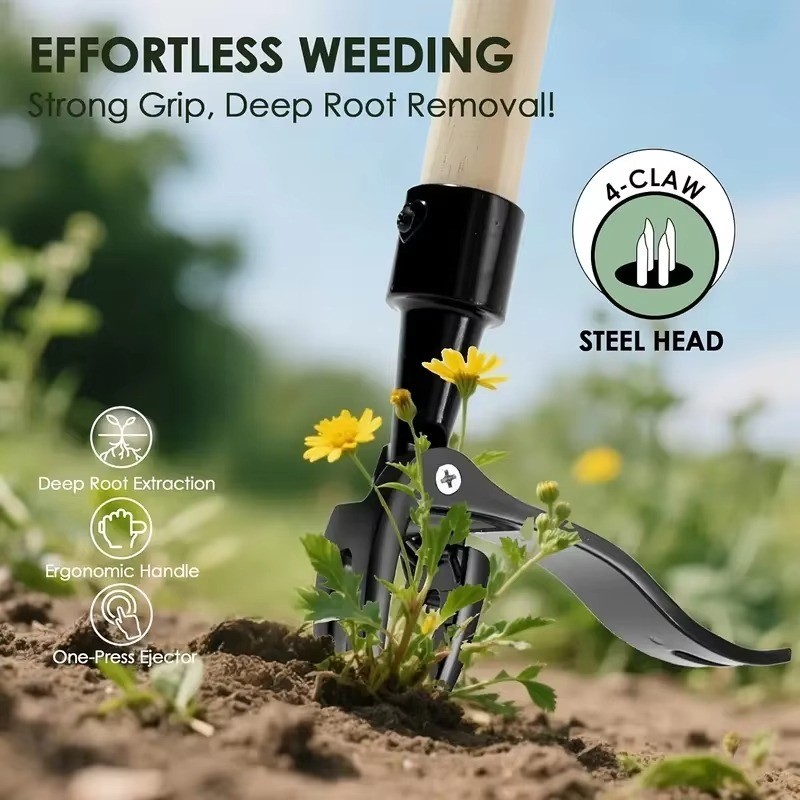 Weeder Puller Stand Up Weed Tool with Handle Garden Outdoor Root Remover Killer