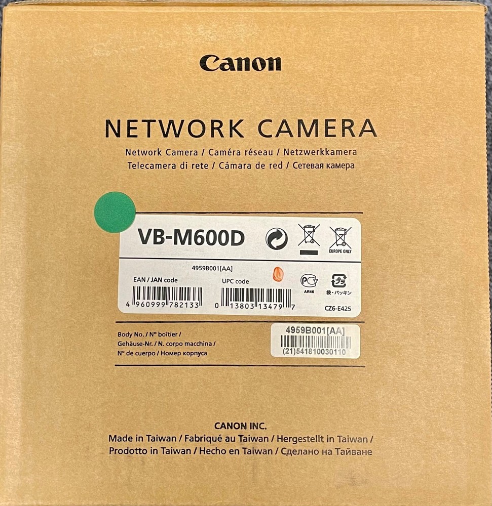 Canon VB-M600D Fixed Network Dome Camera 350° Pan / 150° Tilt 3x Optical Zoom