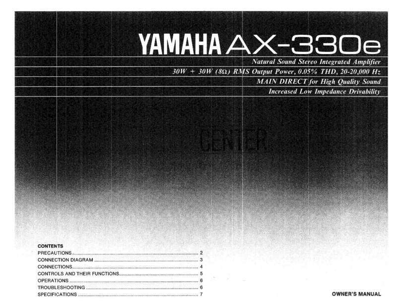 Yamaha AX-330-E Amplifier Owners Manual