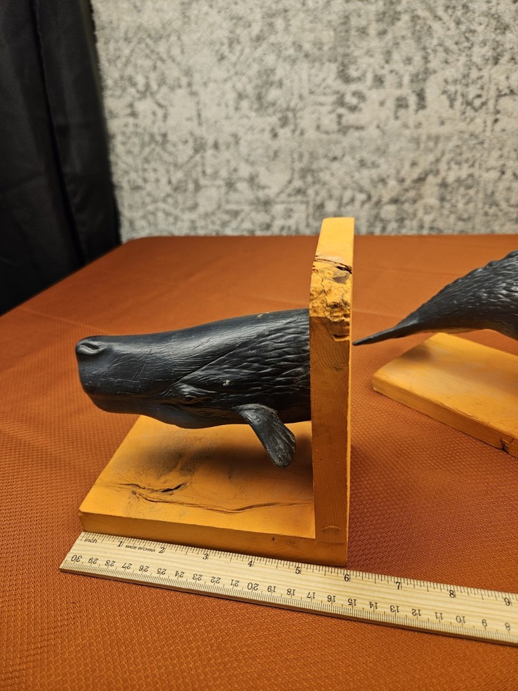 Whale Bookends, Wood And Resin