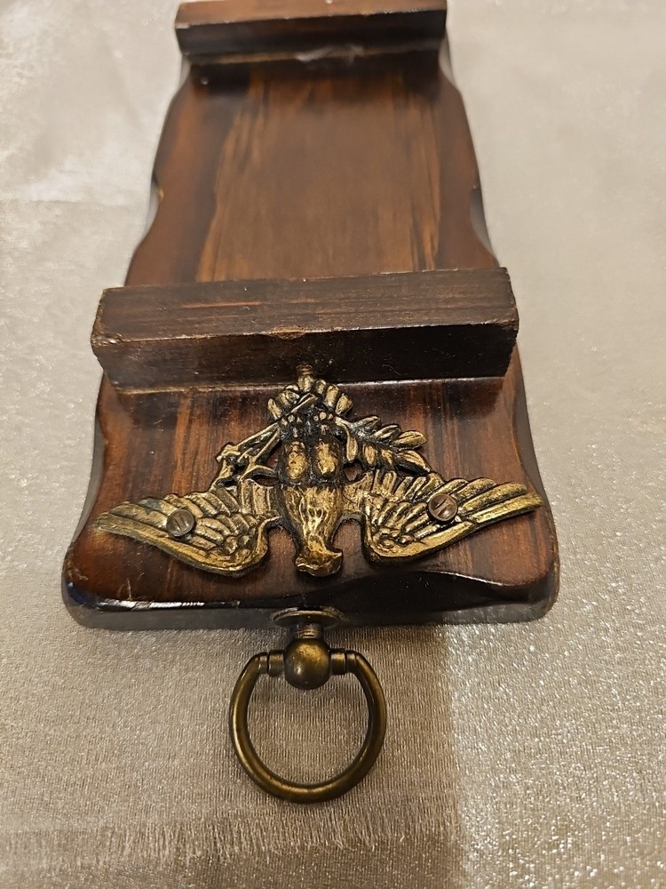 Vintage Wall Hanging Small Note Pad Holder W/Eagle 9"x4"
