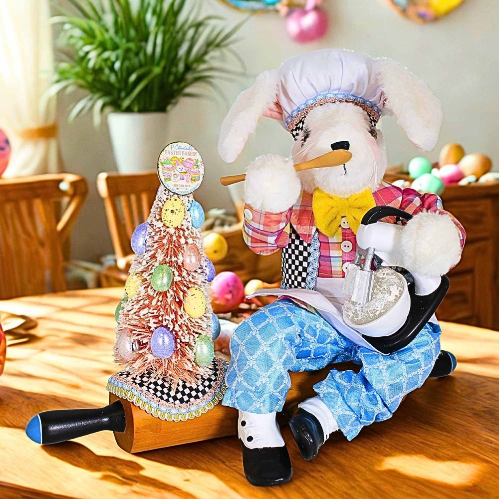 Karen Didion Bunny On Rolling Pin Figurine Easter Kitchen