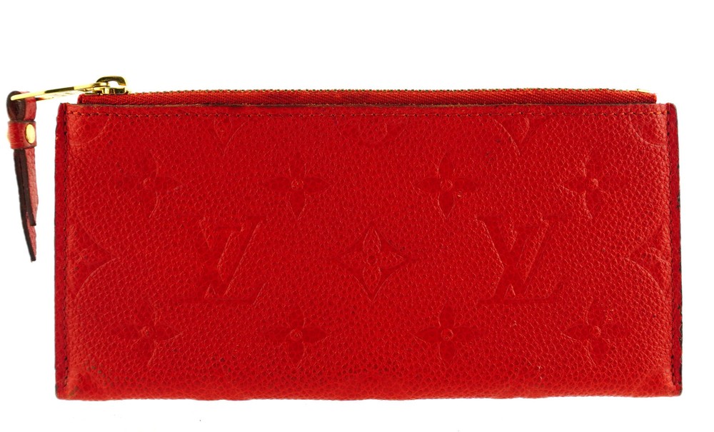 Authentic LOUIS VUITTON Adele Red Empreinte Monogram Pouch Wallet Spain