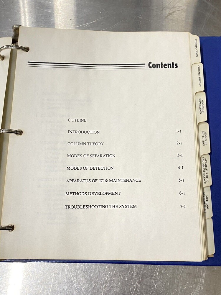 Dionex Chromatography Course Training - Users Guide / Instruction Book / Manual