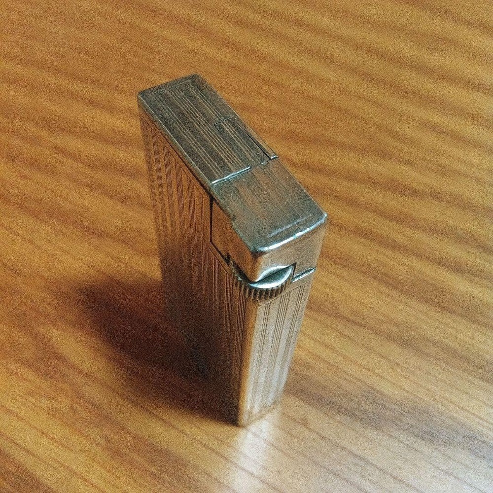 Working Dunhill Oil lighter silver Square Boy Long without box