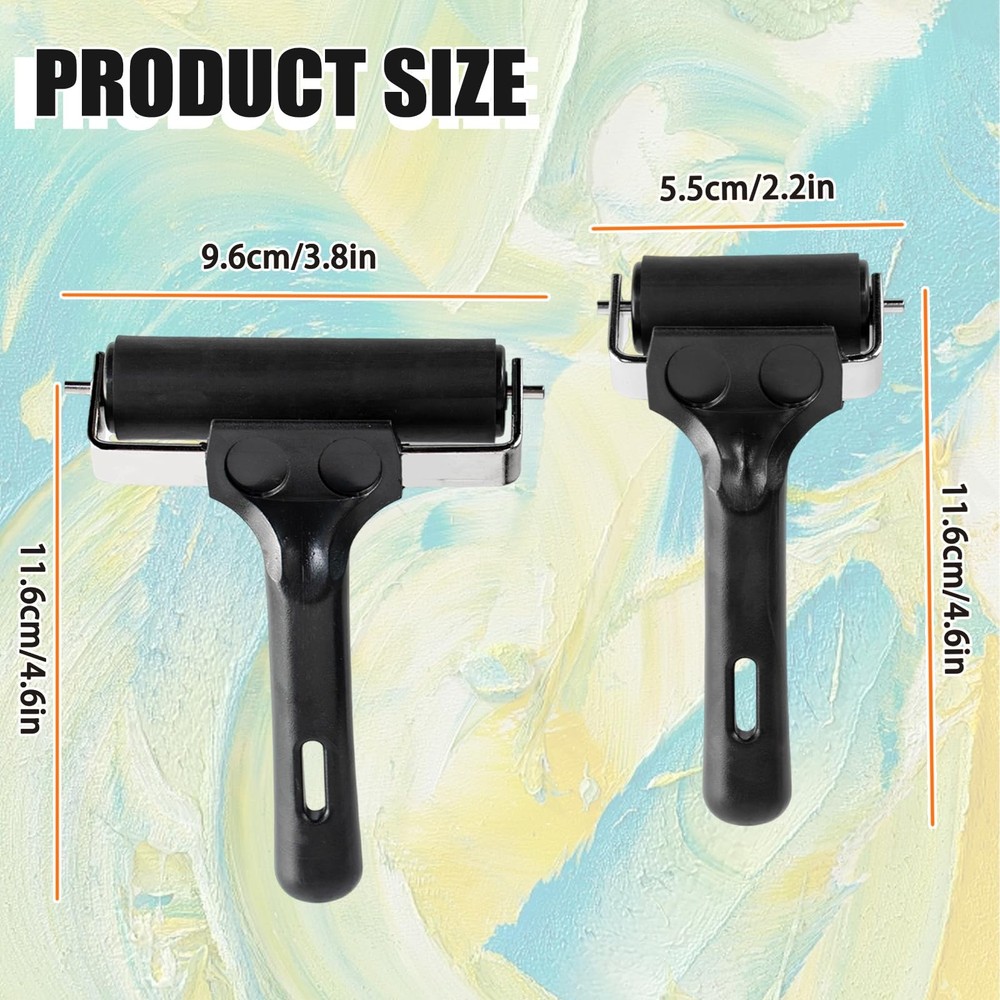 2-Pack Brayer Rollers Crafting 4-Inch 2.2-Inch Rubber Rollers Printmaking