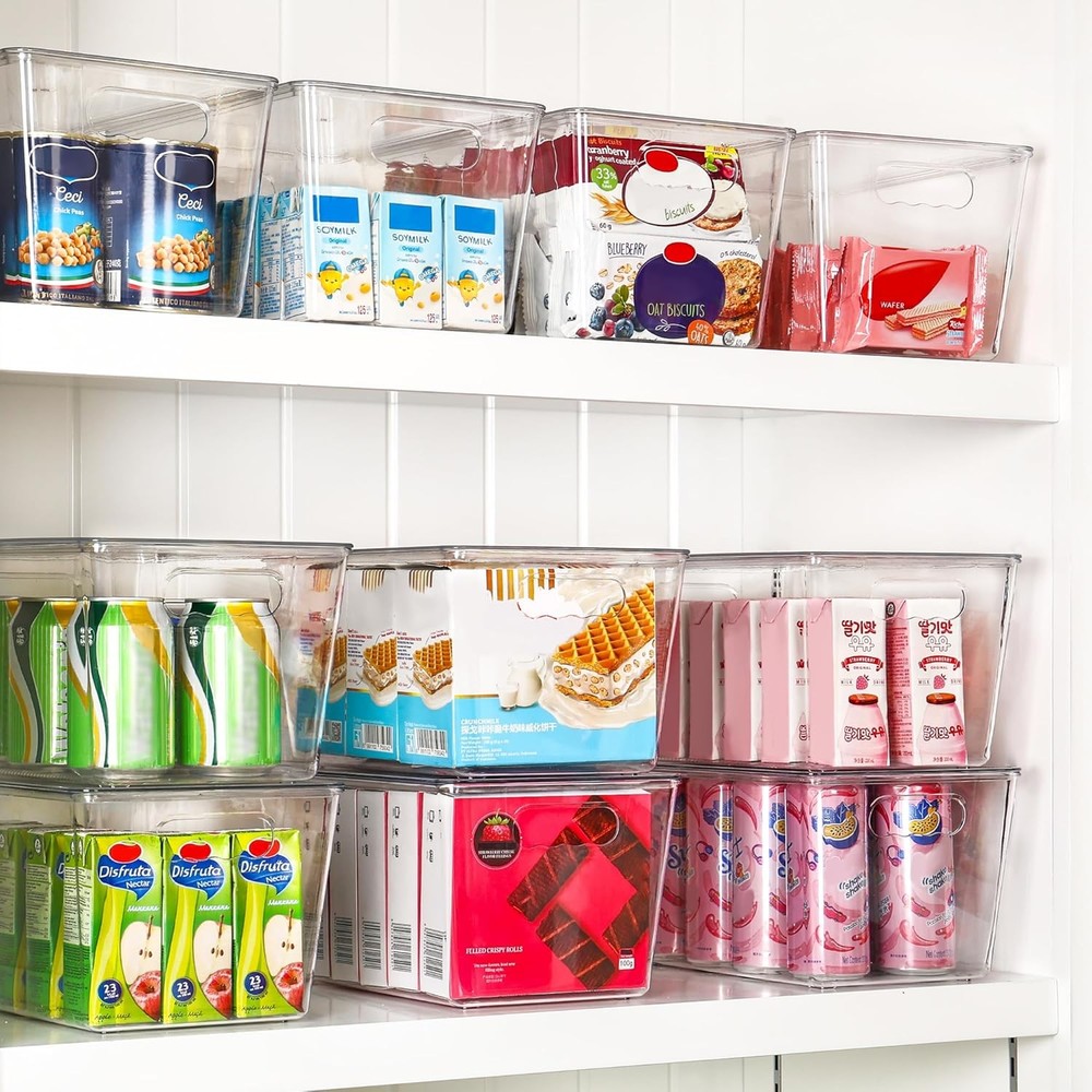 6-Pack Clear Stackable Storage Bins w Lids Large Plastic Organizer