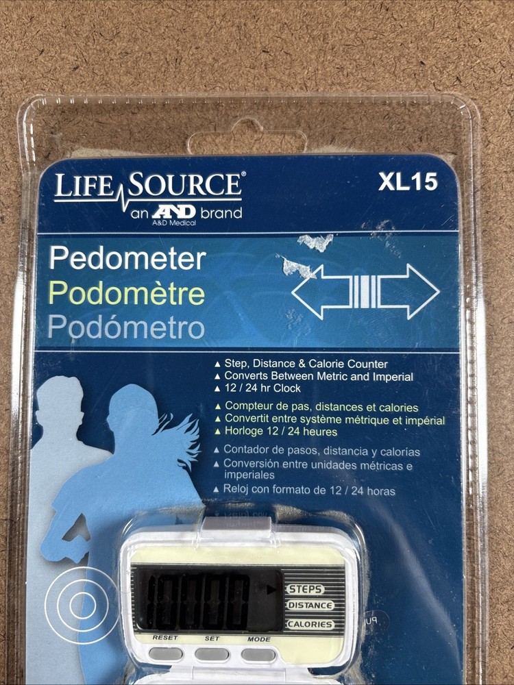 Life Source XL15 Pedometer Step Distance & Calorie Counter 12 / 24 Hour Clock