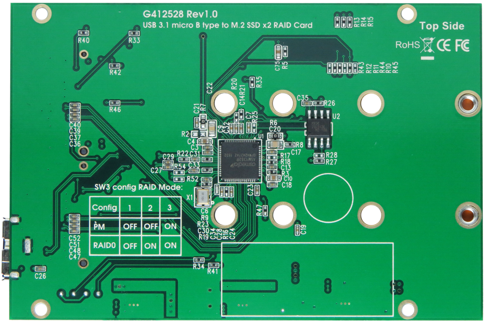 USB 3.1 Micro B to M.2 B Key X2 Raid Card