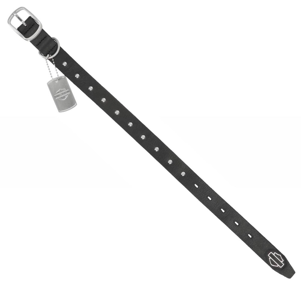 Harley-Davidson Cone Stud Bar & Shield Adjustable Leather Pet Collar - Black