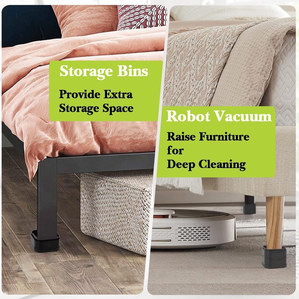 Versatile Furniture Elevators - 4 Pack Adjustable Risers, Easy to Install