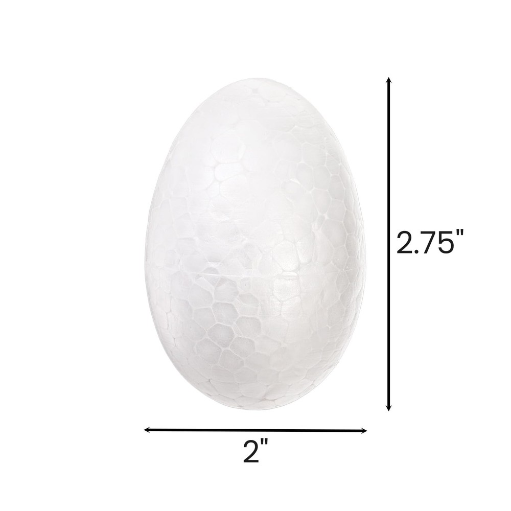 50 Pack 2.75 Inch Craft Foam Eggs, White Smooth Polystyrene Eggs for Christma...