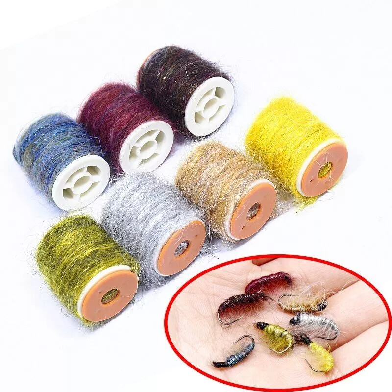 7 Spools Fly Tying Dirty Bug Yarn Mottled Dubbing Thread Nymph Scud Bug DIY Set