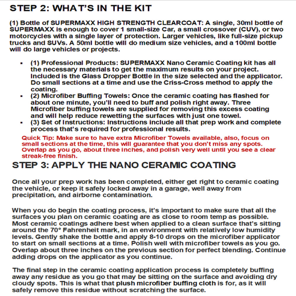 SUPERMAXX HIGH STRENGTH CERAMIC CAR COATING 5 YEAR SCRATCH RESISTANT PROTECTION