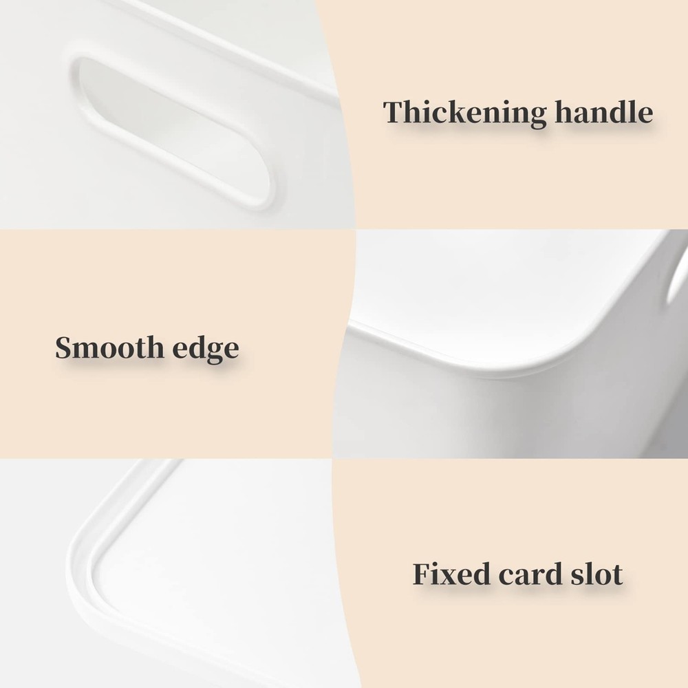 Plastic Storage Baskets Bins Boxes With Lids,Organizing Container White Stora...