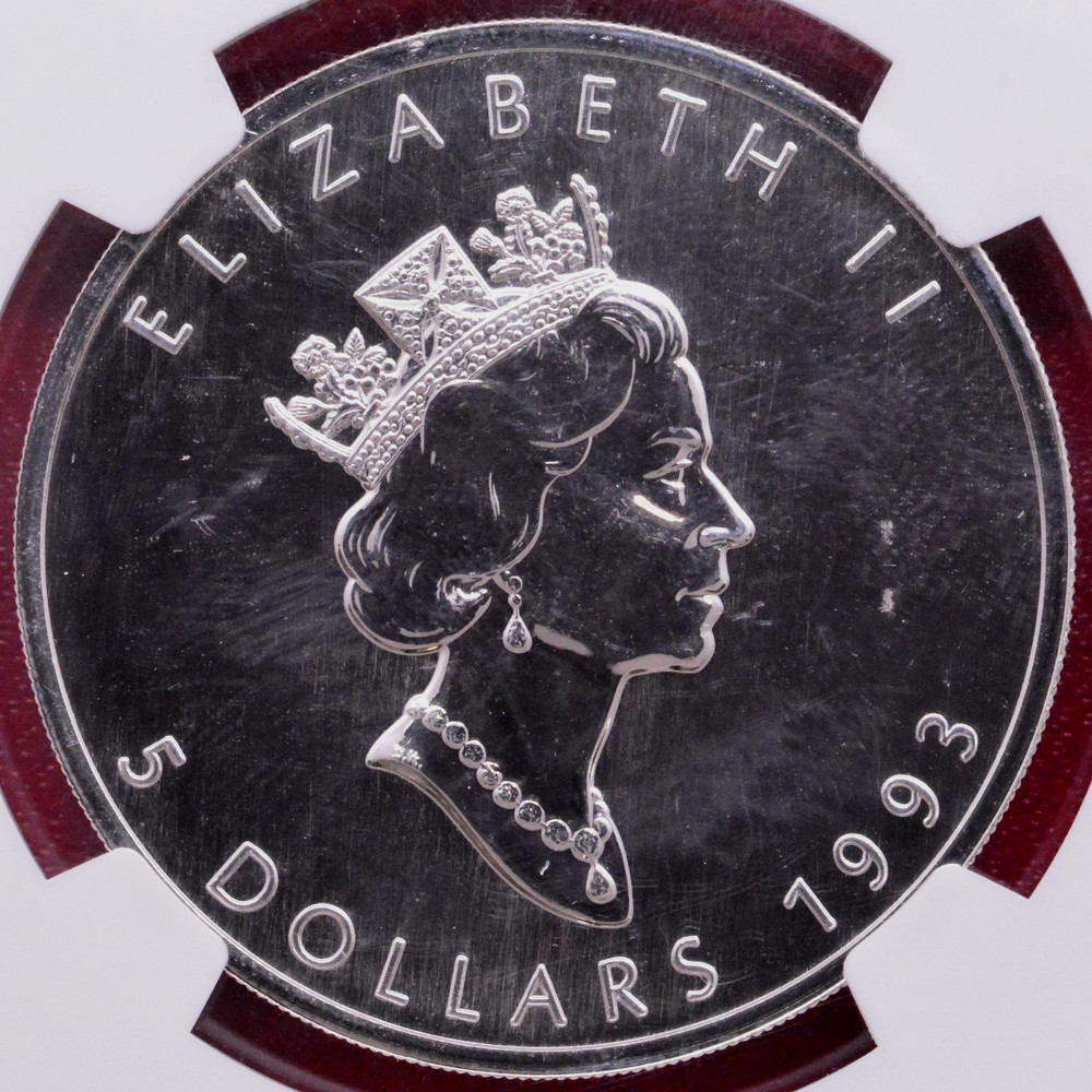 NGC MS-69! CANADA 1993 1 OUNCE SILVER MAPLE LEAF