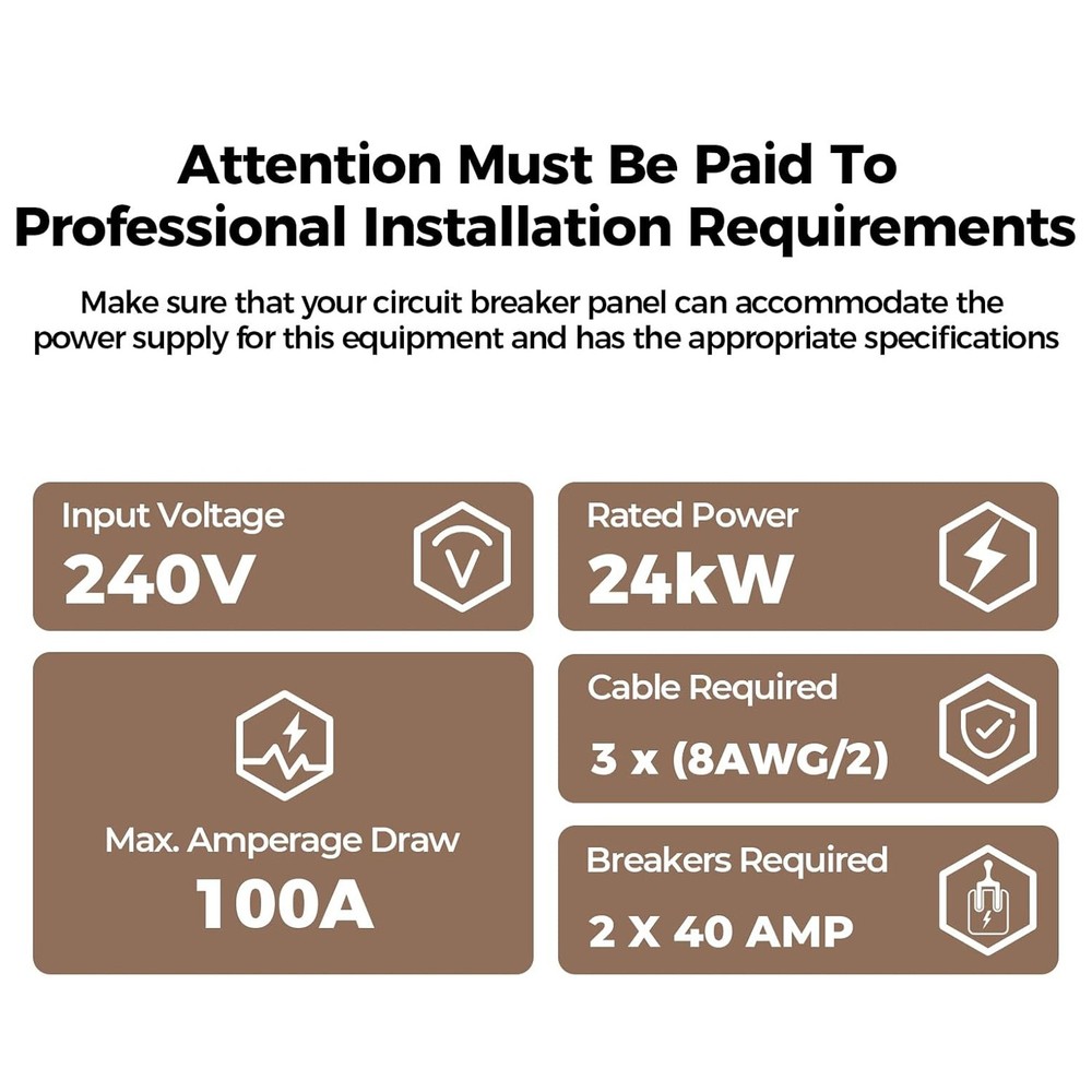 24kW Electric Tankless Water Heater Instant Hot Boiler for Whole House On-Demand