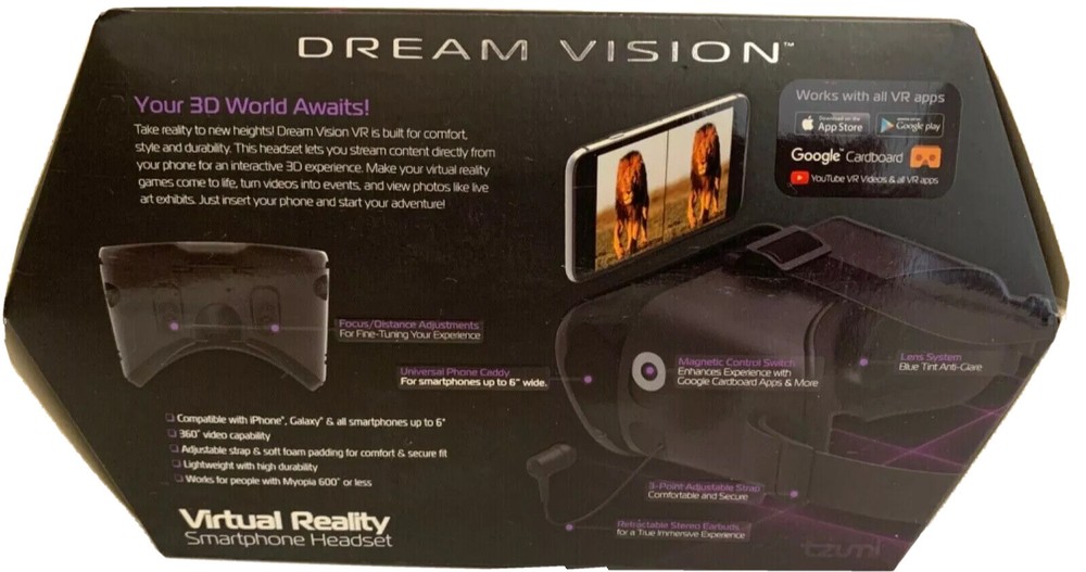 Dream Vision Virtual Reality Smartphone Headset Black