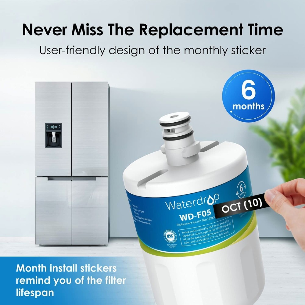Waterdrop 5231JA2002A Refrigerator Water Filter, Replacement for LG® LT500P® (3)