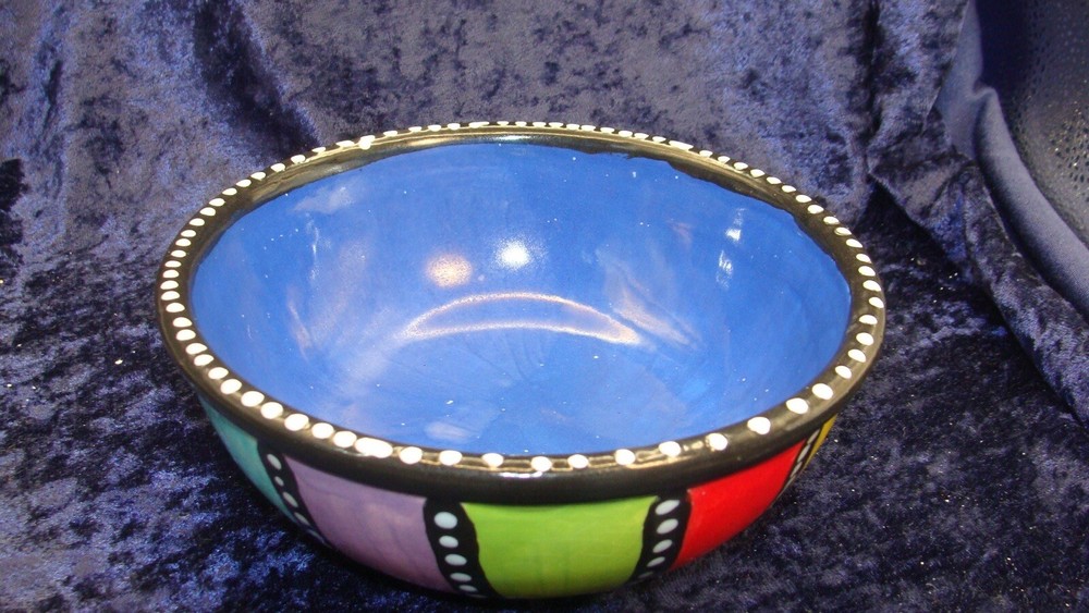 FESTIVE POTTERY BOWL~ 6.75”d x 3” ~ Very Great Condition ~