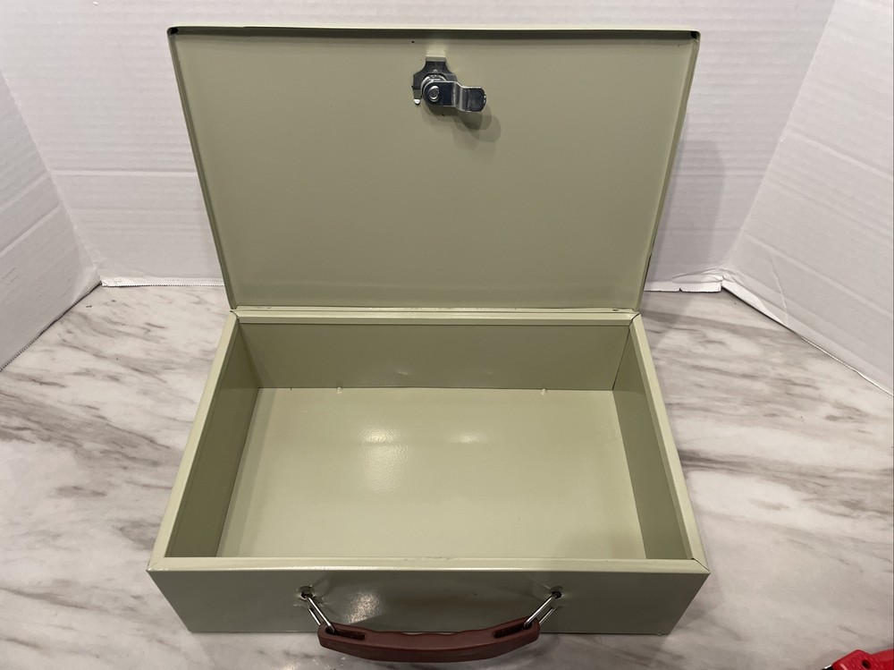 Vintage Steel Secure Lock Box Safe With Working Keys