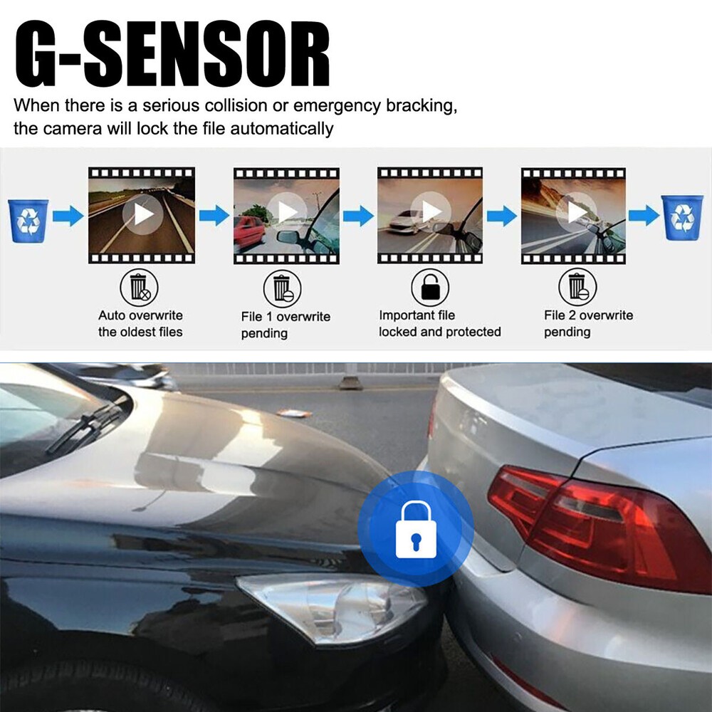 1080P Front & Inside Camera Video Recorder G-Sensor Dual Lens Car DVR Dash Cam *