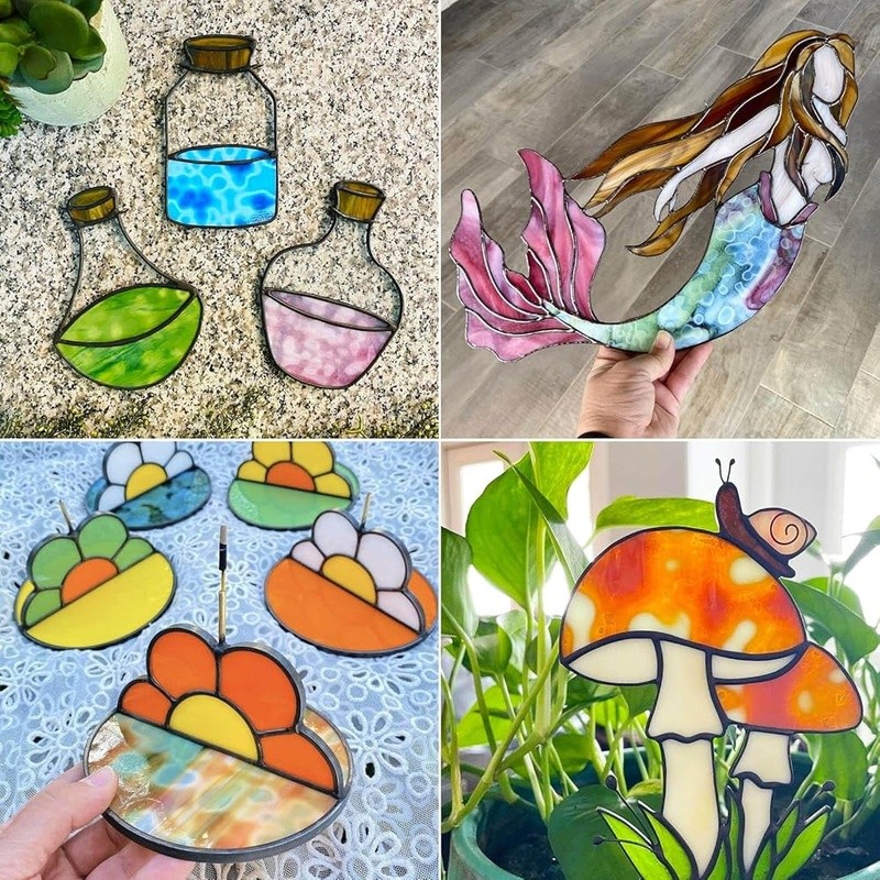 Premium Mottled Opal Stained Glass Sheets Value Pack Mosaic Crafts DIY Projects
