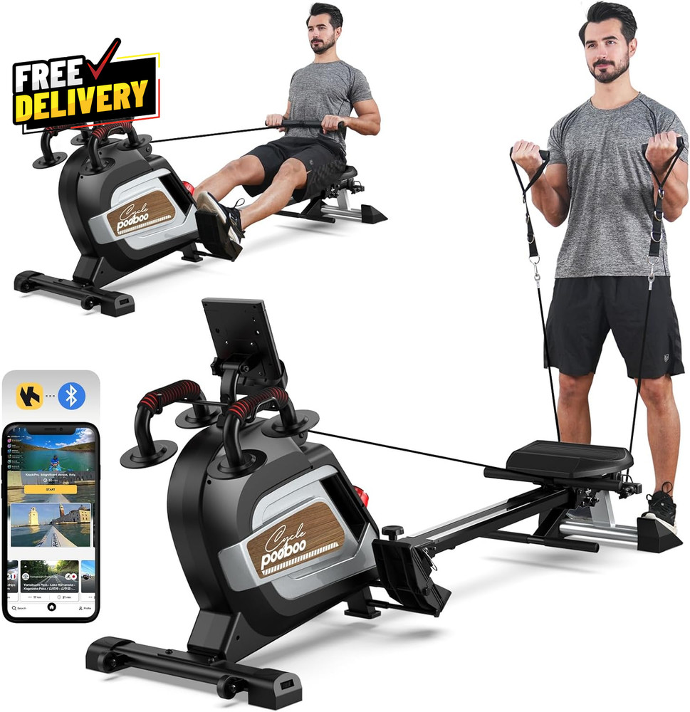 Magnetic Rowing Machine 360 LB Weight Capacity Folding Rower with Combination...
