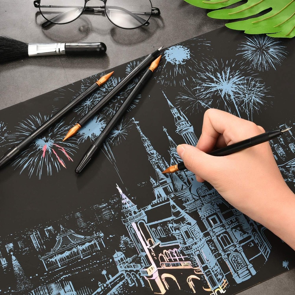 Scratch Art Tools, 9 Pcs Scratching Drawing Tools Set: Artist Glove, Tools...