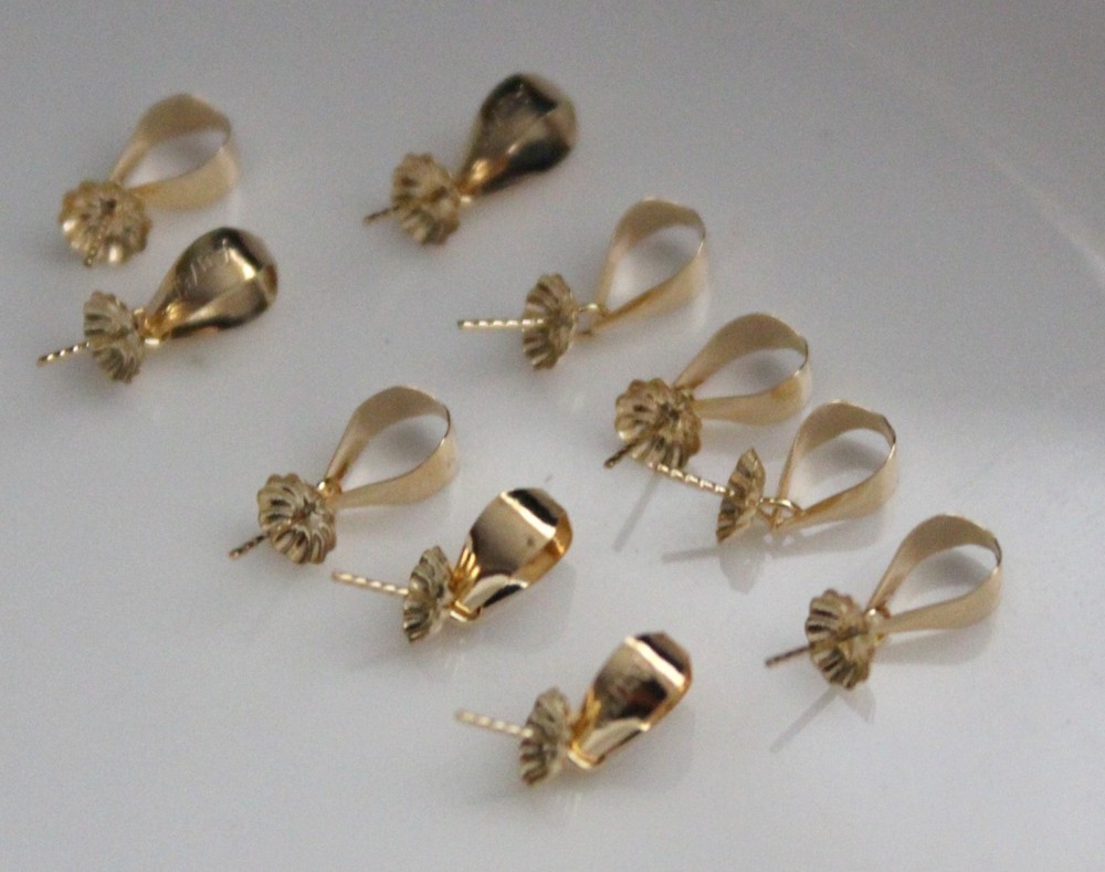10 pcs 18k solid yellow gold bail