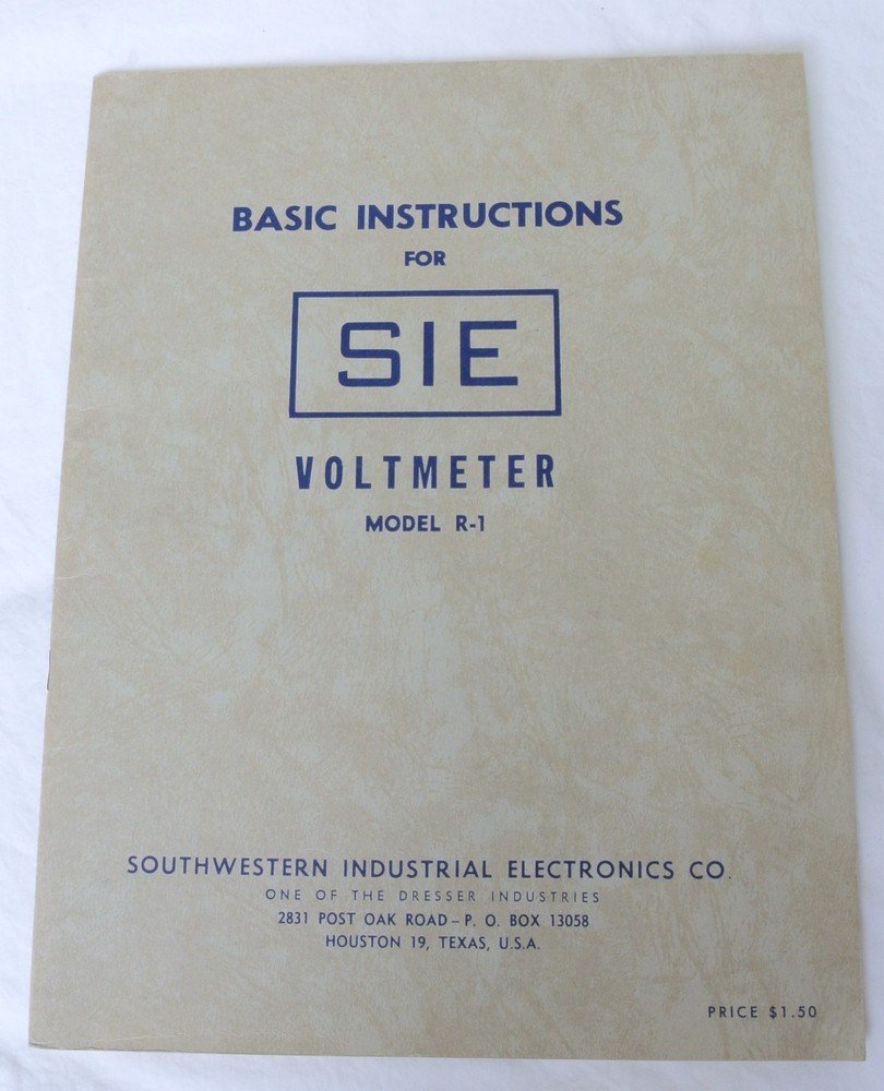 SIE R-1 Voltmeter Basic Instuction Manual Vintage