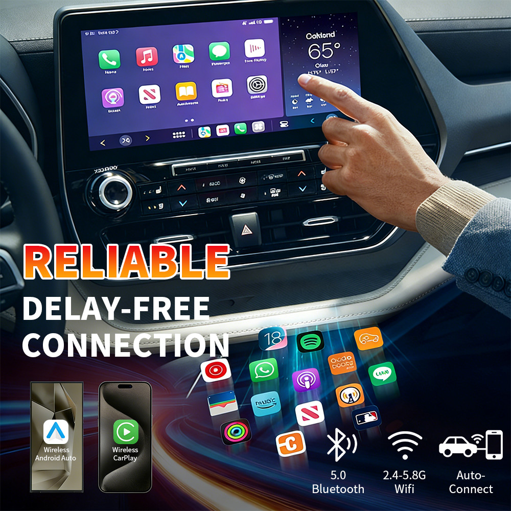 Wireless CarPlay Adapter for Apple iPhone & Android Auto USB Adapter Plug & Play